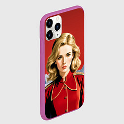 Чехол iPhone 11 Pro матовый Девушка в красной униформе, цвет: 3D-фиолетовый — фото 2