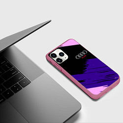 Чехол iPhone 11 Pro матовый Audi stripes, цвет: 3D-малиновый — фото 2