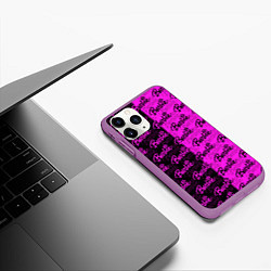 Чехол iPhone 11 Pro матовый Bardie - pattern - black, цвет: 3D-фиолетовый — фото 2