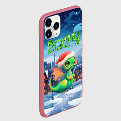 Чехол iPhone 11 Pro матовый Милый дракончик 2024, цвет: 3D-малиновый — фото 2