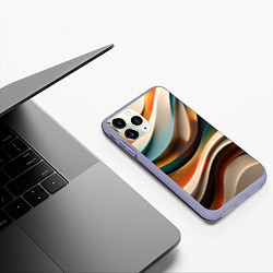 Чехол iPhone 11 Pro матовый Волнистая объёмная текстура - нейросеть, цвет: 3D-светло-сиреневый — фото 2