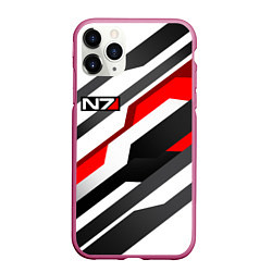 Чехол iPhone 11 Pro матовый Mass effect - white uniform n7, цвет: 3D-малиновый