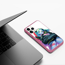 Чехол iPhone 11 Pro матовый Ребекка cyberpunk, цвет: 3D-малиновый — фото 2