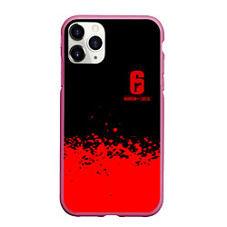 Чехол iPhone 11 Pro матовый Rainbow Six красные краски, цвет: 3D-малиновый