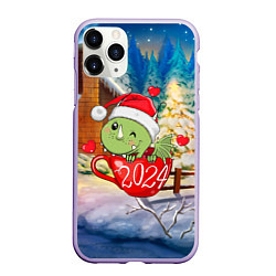 Чехол iPhone 11 Pro матовый 2024 дракон в кружке, цвет: 3D-светло-сиреневый