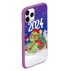 Чехол iPhone 11 Pro матовый Дракончик у елки, цвет: 3D-фиолетовый — фото 2