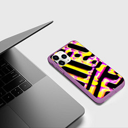 Чехол iPhone 11 Pro матовый Абстракция - лабиринт, цвет: 3D-фиолетовый — фото 2