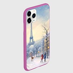 Чехол iPhone 11 Pro матовый Новогодний Париж, цвет: 3D-фиолетовый — фото 2