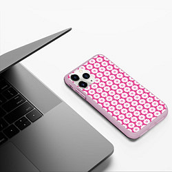 Чехол iPhone 11 Pro матовый Цветочный розовый паттерн, цвет: 3D-розовый — фото 2