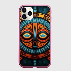 Чехол iPhone 11 Pro матовый Орнамент в африканском стиле, цвет: 3D-малиновый