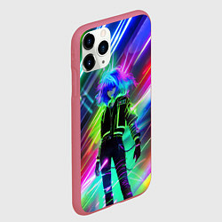 Чехол iPhone 11 Pro матовый Неоновая девчонка - аниме - нейросеть, цвет: 3D-малиновый — фото 2