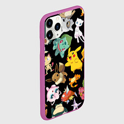 Чехол iPhone 11 Pro матовый Пикачу и другие покемоны, цвет: 3D-фиолетовый — фото 2