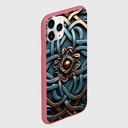 Чехол iPhone 11 Pro матовый Симметричный орнамент в кельтской стилистике, цвет: 3D-малиновый — фото 2