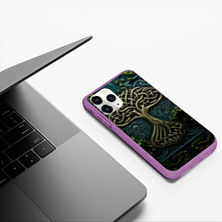 Чехол iPhone 11 Pro матовый Дерево друидов, цвет: 3D-фиолетовый — фото 2