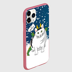 Чехол iPhone 11 Pro матовый Я дракон - кот, цвет: 3D-малиновый — фото 2