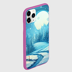 Чехол iPhone 11 Pro матовый Новогодний пейзаж природа, цвет: 3D-фиолетовый — фото 2