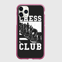 Чехол iPhone 11 Pro матовый Шахматный клуб, цвет: 3D-малиновый