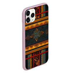 Чехол iPhone 11 Pro матовый Этнический рисунок в полоску, цвет: 3D-розовый — фото 2