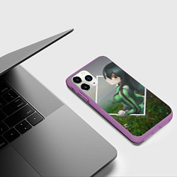 Чехол iPhone 11 Pro матовый Моя геройская академия Цую Асуи, цвет: 3D-фиолетовый — фото 2