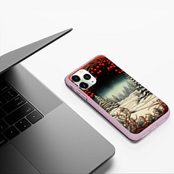 Чехол iPhone 11 Pro матовый Новый год природа, цвет: 3D-розовый — фото 2