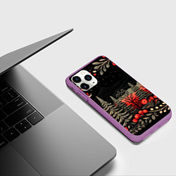 Чехол iPhone 11 Pro матовый Новогодняя темная ночь, цвет: 3D-фиолетовый — фото 2