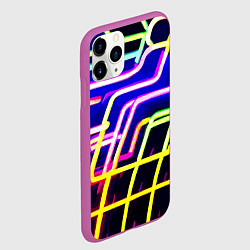 Чехол iPhone 11 Pro матовый Авангардный неоновый паттерн, цвет: 3D-фиолетовый — фото 2