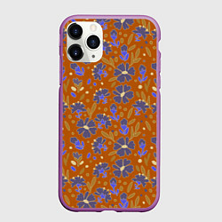 Чехол iPhone 11 Pro матовый Цветы в поле коричневый цвет, цвет: 3D-фиолетовый