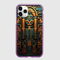 Чехол iPhone 11 Pro матовый Орнамент в египетском стиле, бюст Нефертити, цвет: 3D-фиолетовый