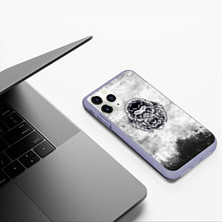 Чехол iPhone 11 Pro матовый Texture - разозленная горилла, цвет: 3D-светло-сиреневый — фото 2