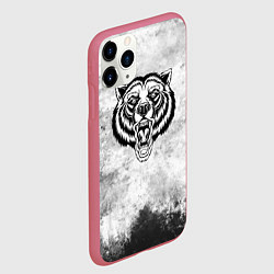 Чехол iPhone 11 Pro матовый Texture - медведь в ярости, цвет: 3D-малиновый — фото 2