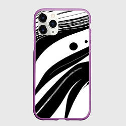 Чехол iPhone 11 Pro матовый Abstract black and white composition, цвет: 3D-фиолетовый