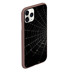 Чехол iPhone 11 Pro матовый Паутина на черном фоне, цвет: 3D-коричневый — фото 2