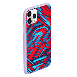 Чехол iPhone 11 Pro матовый Киберпанк полосы красные и синие, цвет: 3D-светло-сиреневый — фото 2