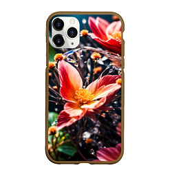 Чехол iPhone 11 Pro матовый Красный цветок капли, цвет: 3D-коричневый