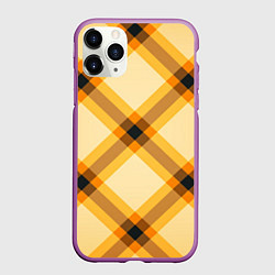 Чехол iPhone 11 Pro матовый Желтая шотландская клетка, цвет: 3D-фиолетовый