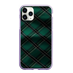 Чехол iPhone 11 Pro матовый Тёмно-зелёная диагональная шотландская клетка, цвет: 3D-светло-сиреневый