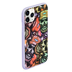 Чехол iPhone 11 Pro матовый Череп с бородой в кепке паттерн, цвет: 3D-светло-сиреневый — фото 2