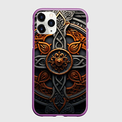 Чехол iPhone 11 Pro матовый Орнамент в викингском стиле, цвет: 3D-фиолетовый