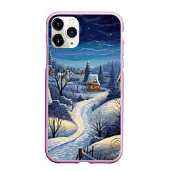 Чехол iPhone 11 Pro матовый Деревня новогодняя, цвет: 3D-розовый