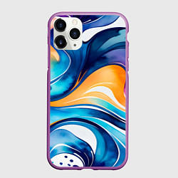 Чехол iPhone 11 Pro матовый Линейная красочная абстракция, цвет: 3D-фиолетовый