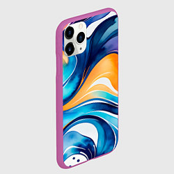 Чехол iPhone 11 Pro матовый Линейная красочная абстракция, цвет: 3D-фиолетовый — фото 2