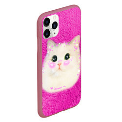 Чехол iPhone 11 Pro матовый Кот мем в сердечках, цвет: 3D-малиновый — фото 2