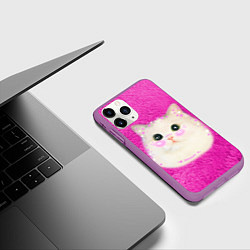 Чехол iPhone 11 Pro матовый Кот мем в сердечках, цвет: 3D-фиолетовый — фото 2