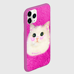 Чехол iPhone 11 Pro матовый Кот мем в сердечках, цвет: 3D-фиолетовый — фото 2