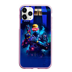 Чехол iPhone 11 Pro матовый Крутой Гомер Симпсон - киберпанк, цвет: 3D-розовый