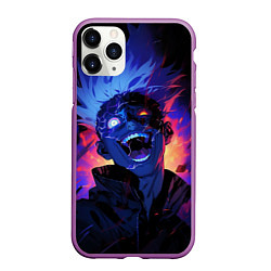 Чехол iPhone 11 Pro матовый Сатору Годжо в безумии - Магическая битва, цвет: 3D-фиолетовый