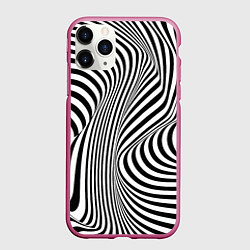 Чехол iPhone 11 Pro матовый Цвета зебры оптическая иллюзия, цвет: 3D-малиновый