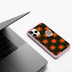 Чехол iPhone 11 Pro матовый Радужный цветочный череп, цвет: 3D-розовый — фото 2