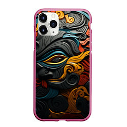Чехол iPhone 11 Pro матовый Абстракция в этническом стиле, цвет: 3D-малиновый