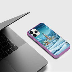 Чехол iPhone 11 Pro матовый Новый год в городе, цвет: 3D-фиолетовый — фото 2